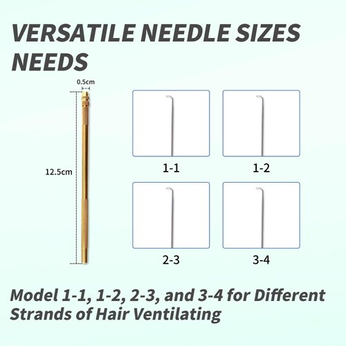 4pcs Ventilating Needle Set with Brass Holder Needles for Lace Wig Making Crochet Hair Weave Front Wigs Hair Venting Tool Kit