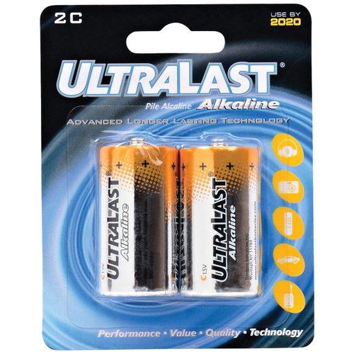 Ultralast ULA2C ULA2C C Alkaline Batteries, 2 pk, Multicolor