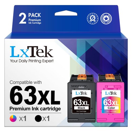 LxTek Remanufactured 63XL Ink Cartridges Combo Pack Replacement for HP 63 63XL to use for HP Officejet 5255 5258 5260 3830 Envy 4520 4516 DeskJet 1112 2132 3632 Printer Tray(Black, Color)