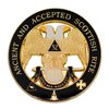 32nd Degree Ancient & Accepted Scottish Rite Round Masonic Auto Emblem - [Black & Gold][3'' Diameter]