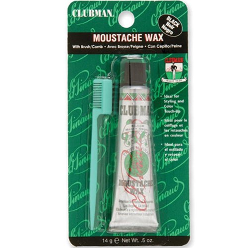 Clubman Moustache Wax Hang Pack - Black, 0.5 oz
