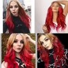 FUHSI Blonde Red Wigs for Women Long Wavy 13x4 HD Lace Front Wigs Honey Blonde Ombre Synthetic Red Wigs Pre-plucked for Girls Costume Party