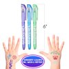 ArtCreativity Shimmery Temporary Tattoo Pens for Kids, 4 Pack, Each Pack with 6 Tattoo Markers & 3 Stencil Stickers, Washable Tattoo Body Ink, Sparkle Girls Fashion Activity, Sparkly Tats Body Art Set