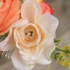 Fangsen Wedding Orange Ivory Rose Flower Hair Comb Boho Wedding Bridal Hair Accessory for Women and Girls Silver