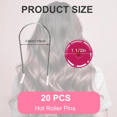 Rimoev 20 PCS Hot Curler Clips Replacement Kit, Hot Rollers Clips for Long Hair, Portable Hot Roller Securing Pins Curlers Fits 1½ Inch Hair Hot Rollers