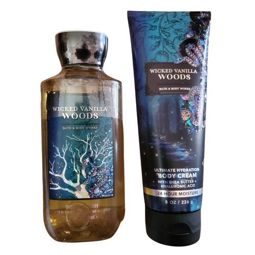 Bath & Body Works Wicked Vanilla Woods Ultimate Hydration Body Cream and Body Gel Wash 2 Piece Set
