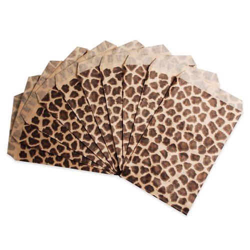 CuteBox Leopard/Cheetah Flat Paper Gift Bags 200 pcs (4" x 6") for Merchandise, Crafts, Party Favors, Tradeshows, Retail, Showcases, Display, Holidays, Animal Themes, Arts and Crafts
