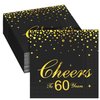 durony 60 Pieces Cheers to 60 Years Paper Napkins Black Gold Foil 3-Ply Party Napkins Folded 5 x 5 Inch Cocktail Napkins for 60th Anniversary Birthday Retirement Party Supplies Decorations