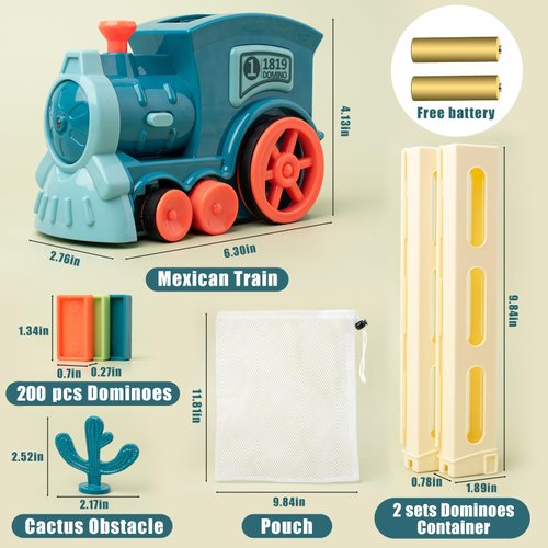 WFOGOC Automatic Domino Train Toys for Kids 200pcs Blocks and Stacking Toys Dominos Montessori for Boys Girls Christmas Birthday Gifts for Toddler Activities Game Ages 3 4 5 6-8