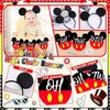 132pcs Oh Twodles Birthday Party Supplies Boy, Red Mouse 2nd Birthday Decorations Supplies, Balloons Arch Banner Backdrop Tablecover Cake Topper for Black Mouse Themed Boy 2 Years Old Birthday