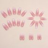 RUPOFUZA Medium Press on Nails Coffin Fake Nails 24Pcs Ombre Pink Square False Nails with Gloss Designs Acrylic Nails Press ons Artificial Nails Stick on Nails for Women