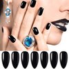 SILPECWEE 16 Sheets Black Nail Wraps Solid Color Nail Polish Strips for Women Gel Nail Strips Self Adhesive Nail Polish Stickers Fingernail Manicure Stickers Nail Art with 1pc Nail File