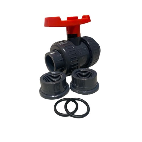 ERA True Union Ball Valve Sch 80 1/2' inch (3 Pack) Whit O-Ring and Threaded and Sockett Connections Easy to Use Lever
