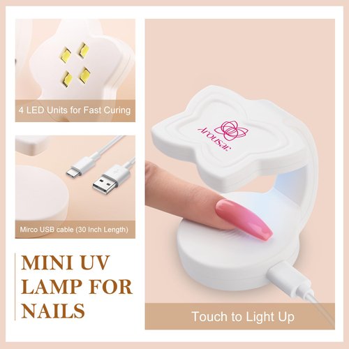 Arousar Mini UV LED Nail Lamp, 15W White Nail Glue UV Curing Lamp with Smart Sensor, Portable USB Nail Cure for Travel Manicure DIY Nail Art