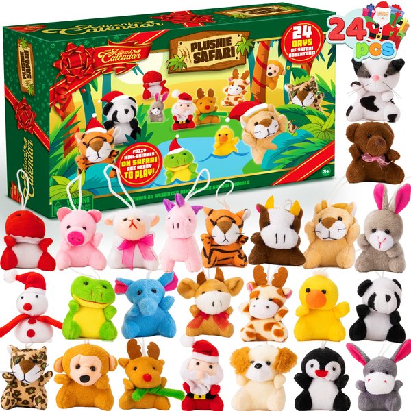 JOYIN Christmas Advent Calendar 2023 with Mini Animal Plush,24 Days Countdown Advent Calendar with 24 Different Stuffed Animals Toys For Girls, Kids Party Favors, Classroom Prizes, Xmas Gift
