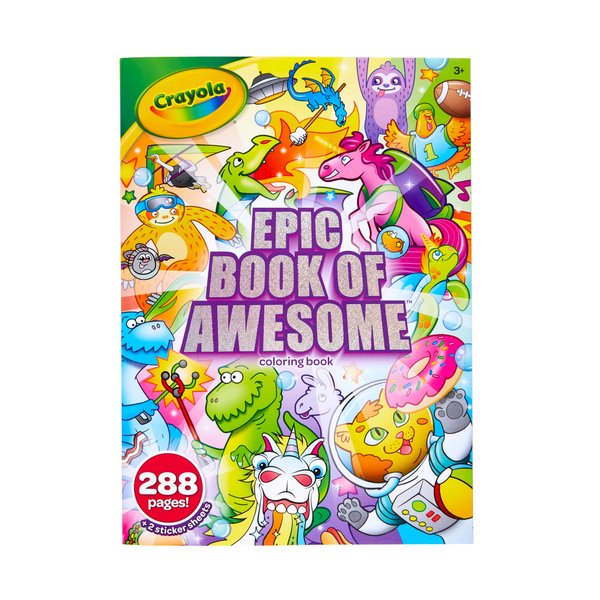Crayola Epic Book of Awesome (288 Pages), Kids Coloring Book Activity Set, Animal Coloring Pages, Holiday Gift for Kids, 3+