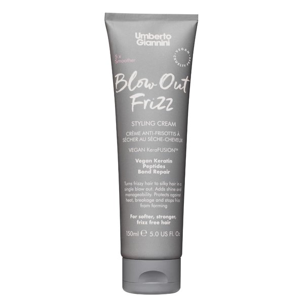 Umberto Giannini Blow Out Frizz Hair Styling Cream with Heat Protection 230°C - Vegan Kertain Bond Repair Formula 150ml, White