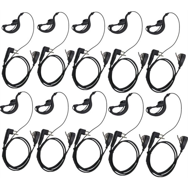 Lsgoodcare 2-Pin Advanced G Shape Police Earpiece Headset PTT with Mic Compatible with Motorola 2 Way Radio CP040 CP200 XTNi DTR VL50 Walkie Talkie Earphone -Pack of 10