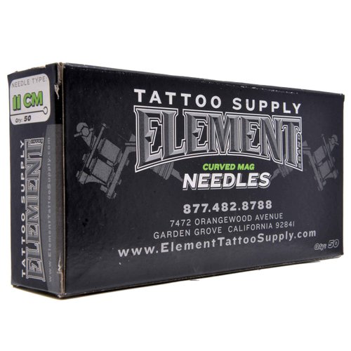 ELEMENT TATTOO SUPPLY - Tattoo Needles - Long Bar - Curved Mag - Magnum - Box of 50 - Long Taper - Box of 50 Pins 11CM
