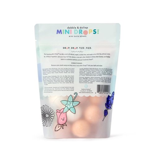 Dabble & Dollop Mini Bath Bombs, 100% Natural Droplets for Kids, Soothing Scents - Resealable Pouches, USA Made, Fizzy, Moisturizing & Fun, Vegan, Gluten-Free, Cruelty-Free (Set of 24)