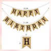 Burlap Happy Birthday Banner - Pre-Strung Reusable Party Decoration with 13 Flags, Waterproof Bunting for Women, Men, Kids, Adults - Backdrop Sign for Birthdays Celebrations (Black Letters)