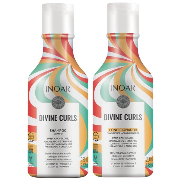 Shampoo and Conditioner - Duo Divine Curls Hair Care Set - Curly Hair Products - 250ml x 2 - Inoar