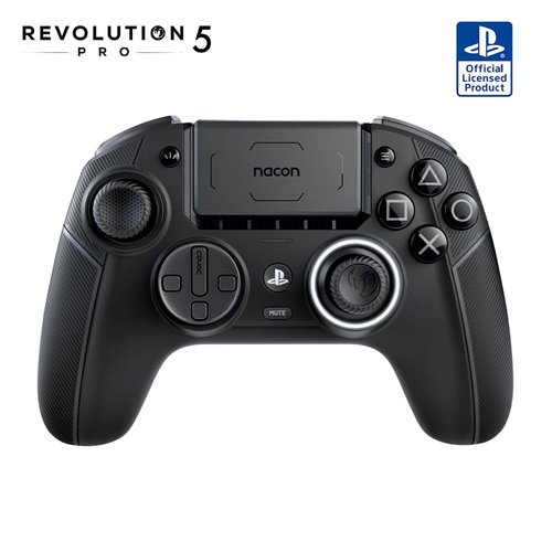 NACON Revolution 5 Pro Officially Licensed PlayStation Wireless Gaming Controller for PS5 / PS4 / PC - Hall Effect, Trigger Stops, Mappable Buttons, Bluetooth Audio - Triple Black