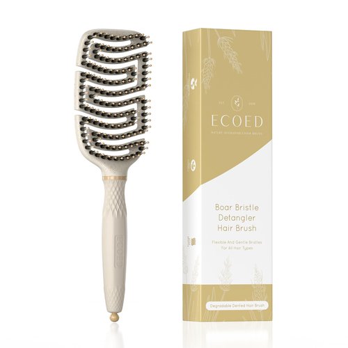Ecoed Boar Bristle Detangling Brush,Detangling Brush,Detangler Brush for Curly, Thick, and Straight Hair, Dry and Wet Detangling Quickly Detangles and Smooths Hair,Hair Brush for Women and Men
