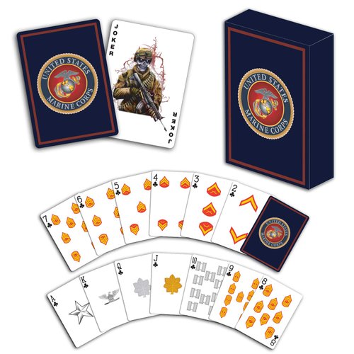 Military Gift Shop USMC Professional Quality Marine Corps Playing Cards with Marine Corps Rank Insignia - Marine Corps Gifts | Disabled USMC Vet Owned Small Business