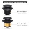Matte Black Bath Tub Drain and Overflow Kit, Universal All Metal Tip-Toe Bathtub Drain Replacement Kit with Fine/Coarse Thread