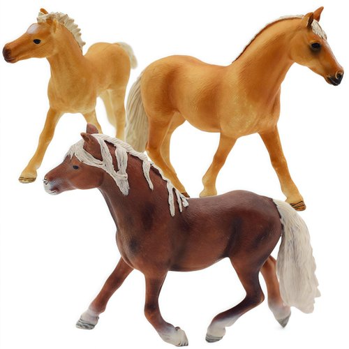 Gemini&Genius Horses Figurine Toy, Farm Premium Horse Animal Playset, Mare and Stallion with Horse Baby Family Action Figures Party Favors Supplies, Party Cupcake Toppers, Birthday Gifts for Kids