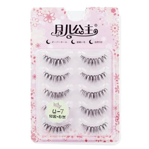 LASGOOS Fake Eyelashes Natural Look False Eye Lashes Daily Strip Cross Clear Band 5-7mm Cross Cute Lashes Invisible band Lash for Wedding Daily Work Eye Makeup 5 Pairs W7