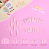 Kikmoya Extra Long Coffin Press on Nails, Crystal Luxury Nails with Silver Opal rhinestones, Pink French Mixed Light Ombre, 24pcs Glossy False Fake Tips, Finger Manicure for Women (K29)