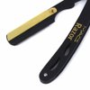 BLACK & GOLD COMBINATION Stainless Steel Barber Straight Edge Razor with Hi-Chromium Derby 100 Count Blades - Made of Platinum Stainless Steel - with Easy Blades Replacement Mechanism - Macs-045B1