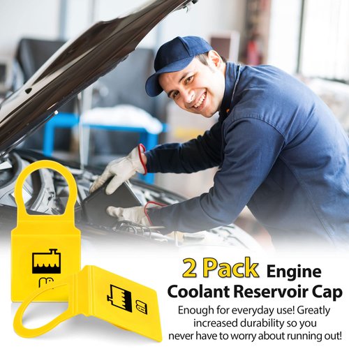 Dreyoo 2 Pack Engine Coolant Reservoir Cap, Coolant Cap Replacement, Engine Recovery Overflow Tank Cap Compatible with Chrysler/Dodge/Jeep/Ram 55111074AA 52079331