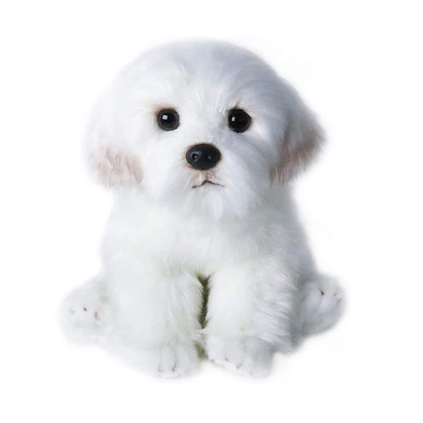 14" Realistic Plush Maltese Dog, Stuffed Animal Puppy Dog Toys, Soft Plush Pillow Birthday for Kids and Adult, White