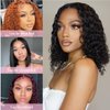 IYAGE Short Water Wave Bob Wigs Human Hair 13x4 HD Lace Front Wigs Human Hair for Black Women Black Curly Glueless Bob Wigs Human Hair Pre Plucked Pre Cut 180 Density Wigs Natural Hairline