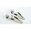 Generic 2 silver metal crystal snap hair clip barrettes