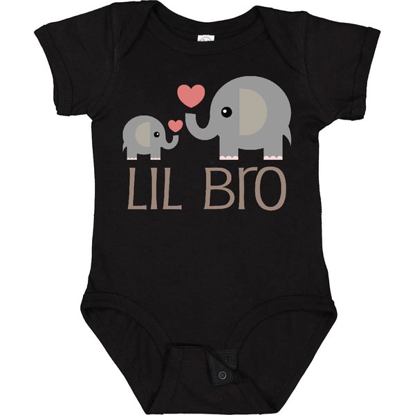 inktastic Lil Bro Matching Elephant Baby Bodysuit 6 Months 0040 Black 1a7a2