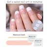 Wahrshei Semi Cured Gel Nail Strips | 20pcs French Glitter Gel Nail Stickers UV | Semi Cured Gel Nail Wraps for Home Nails DIY