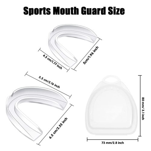 Mouth Guard for Grinding Teeth, Dental Guard, 2 Sizes 4 Pieces, Stops Bruxism Night Guard, Clenching Mouthguard