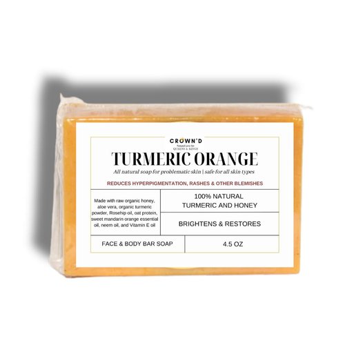 CROWN'D | Turmeric Orange Bar Soap for Face & Body | Made with Natural and Organic Ingredients. Gentle Soap – For All Skin Types – Made in USA 4.5oz Bar