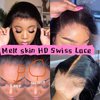 Aorbige Invisible Melt Skin HD Swiss Lace Front 13x6 Virgin Human Hair Wigs, Natural Black Color Body Wave Style 180% Density Hair Pre Plucked Hailine with Baby Hair for Black Women 26inch