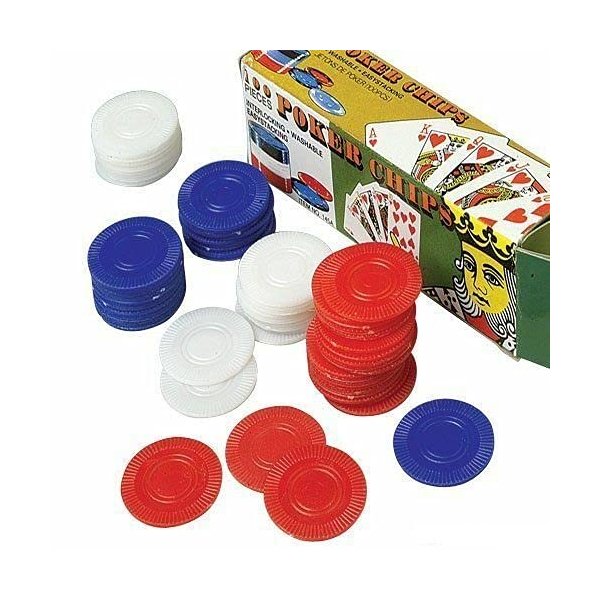 unbrand 500 Plastic Poker Chips 1 1/2 INCH Diameter RED White & Blue Retail Boxed,New