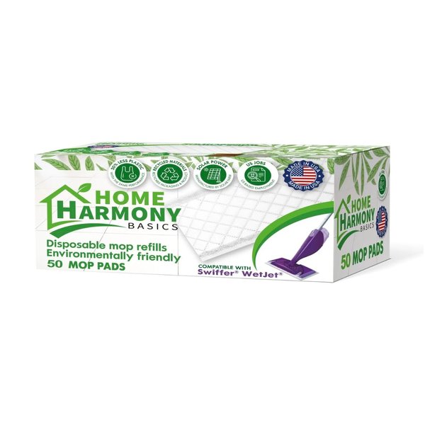 50 Count Disposable Mop Pad Refills Compatible with Swiffer WetJet Mop – Multi-Layer, Heavy Duty, Eco-Friendly, Made in USA (Packaging May Vary)