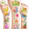 Cute Snail Temporary Tattoos 8 Sheets 81 PCS Snail Mail Party Decorations Favors Supplies Bug Snail Insect Theme Birthday Cute Stickers Christmas Gifts for Boys Girls Kids Class School Prizes Carnival