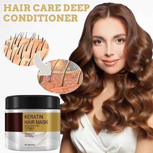 Collagen Hair Mask for Damaged Hair, Argan Oil Collagen Hair Mask, Collagen Hair Treatment Deep Repair, Keratin Protein & Coconut Oil, for All Hair Types (100ml, 2 Pcs)