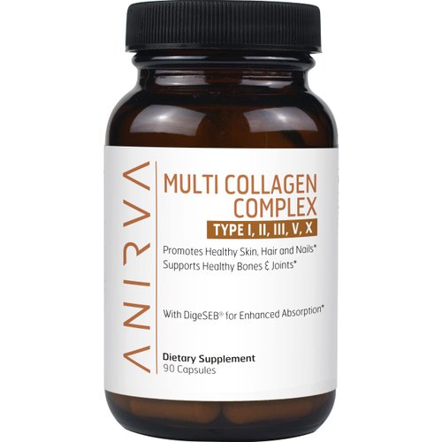 ANIRVA Multi Collagen Complex - Type I, II, III, V, X - Collagen Supplement for Anti-Aging, Healthy Joints, Hair, Skin and Nails
