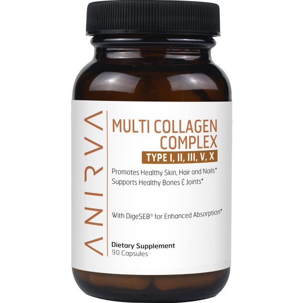 ANIRVA Multi Collagen Complex - Type I, II, III, V, X - Collagen Supplement for Anti-Aging, Healthy Joints, Hair, Skin and Nails
