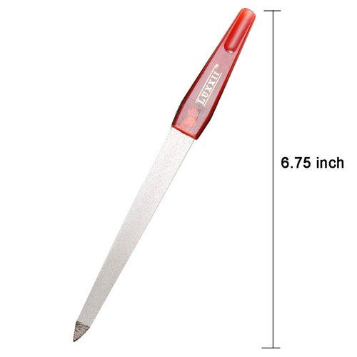 LUXXII (3 Pack) 6.75 inch Double Sided Stainless Steel Sapphire Nail File for Fingernails, Toenails, Scraping, Strengthening, Finger Manicure File